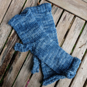Woad dyed fingerless gloves